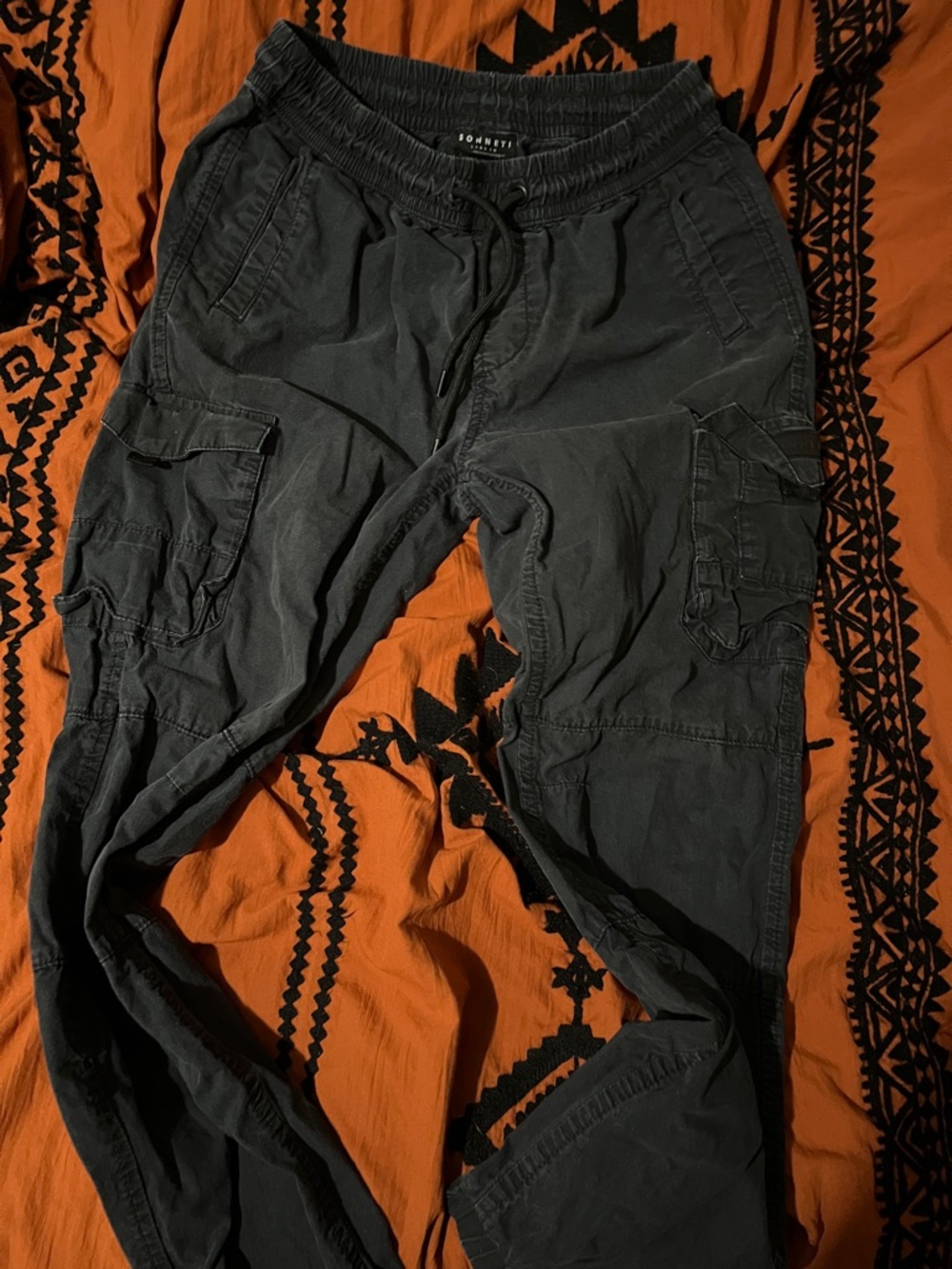 Men's black sonneti Cargo Joggers with Elastic Drawstring Waist